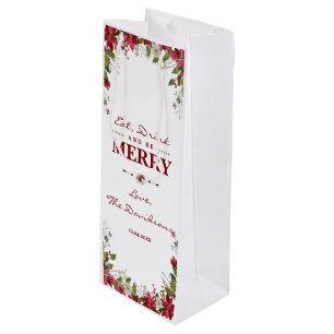 Elegante Weihnachten Poinsettia Essen Drink & be M Geschenktüte Für Weinflaschen