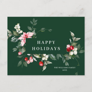 Elegante Weihnachten Poinsettia Holiday Gruß Postkarte