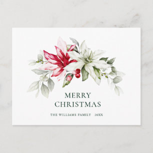Elegante Weihnachten Poinsettia Holiday Gruß Postkarte