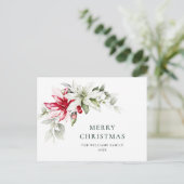 Elegante Weihnachten Poinsettia Holiday Gruß Postkarte (Stehend Vorderseite)