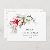 Elegante Weihnachten Poinsettia Holiday Gruß Postkarte (Vorne/Hinten)