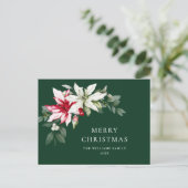 Elegante Weihnachten Poinsettia Holiday Gruß Postkarte (Stehend Vorderseite)