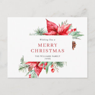 Elegante Weihnachten Poinsettia Holiday Gruß Postkarte