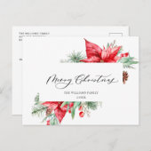 Elegante Weihnachten Poinsettia Holiday Gruß Postkarte (Vorne/Hinten)