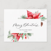 Elegante Weihnachten Poinsettia Holiday Gruß Postkarte (Vorderseite)