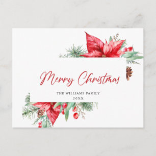 Elegante Weihnachten Poinsettia Holiday Gruß Postkarte