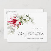 Elegante Weihnachten Poinsettia Holiday Gruß Postkarte (Vorne/Hinten)
