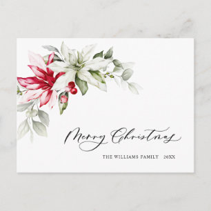 Elegante Weihnachten Poinsettia Holiday Gruß Postkarte