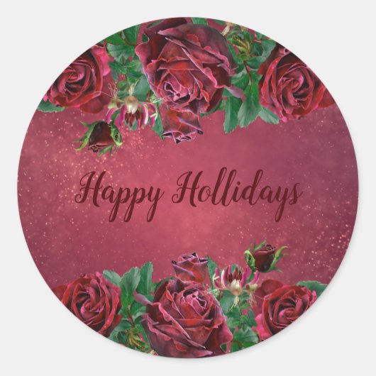 Elegante Weihnachten Rosa Blume Urlaub Runder Aufkleber (Vorderseite)