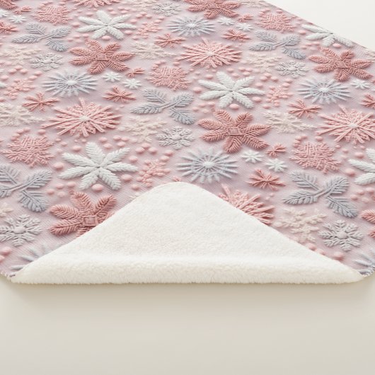 Elegante Weihnachten Rosa Schneeflocken Sherpadecke (3/4)