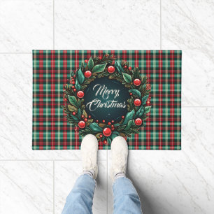 Elegante Weihnachten Rot und Grün Kariert Fußmatte