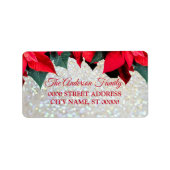 Elegante Weihnachten Rote Blume Urlaub Adressaufkleber (Vorne)