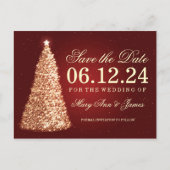Elegante Weihnachten Save the Date Gold Red Ankündigungspostkarte (Vorderseite)