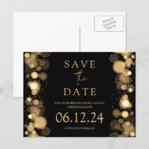 Elegante Weihnachten Save the Date Gold Winter Bla