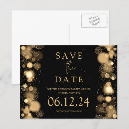 Elegante Weihnachten Save the Date Gold Winter Bla Ankündigungspostkarte