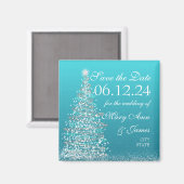 Elegante Weihnachten Save the Date Türkis Magnet (Vorderseite/Rückseite)