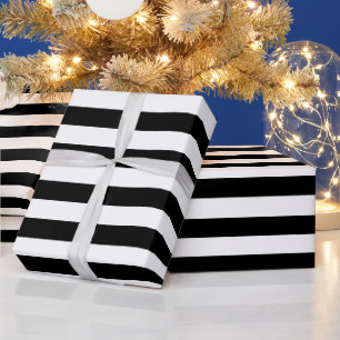 Elegante Weihnachten Schwarz-Weiß gestreift Geschenkpapier