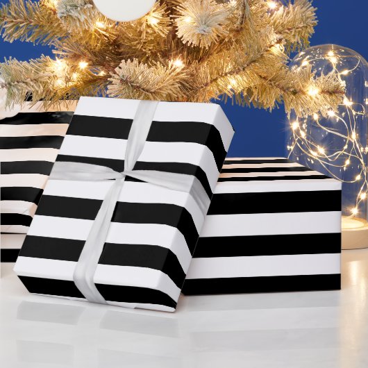 Elegante Weihnachten Schwarz-Weiß gestreift Geschenkpapier (Feiertage)