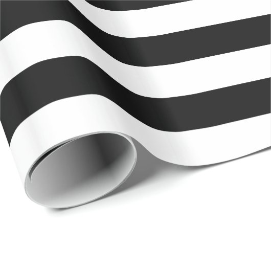 Elegante Weihnachten Schwarz-Weiß gestreift Geschenkpapier (Rolleneckpunkt)