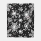 Elegante Weihnachten Schwarz-weiße Silberschneeflo Fleecedecke (Vorderseite)