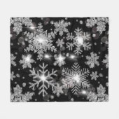 Elegante Weihnachten Schwarz-weiße Silberschneeflo Fleecedecke (Vorderseite (Horizontal))