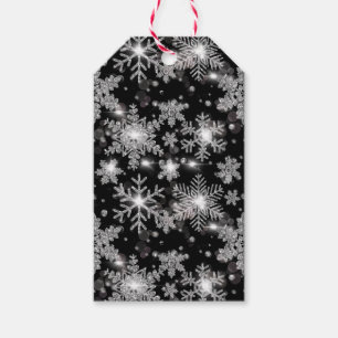 Elegante Weihnachten Schwarz-weiße Silberschneeflo Geschenkanhänger