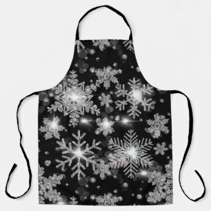 Elegante Weihnachten Schwarz-weiße Silberschneeflo Schürze