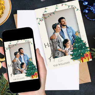 Elegante Weihnachten Tree Star Foto Happy Holidays Karte