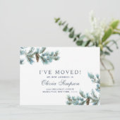 Elegante Weihnachten Wasserfarben Pinecones Moving Ankündigung (Stehend Vorderseite)