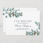 Elegante Weihnachten Wasserfarben Pinecones Moving Ankündigung (Vorne/Hinten)