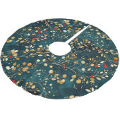 Elegante Weihnachten Wasserfarbene Pflanzen und Be Polyester Weihnachtsbaumdecke (Schrägansicht)