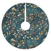 Elegante Weihnachten Wasserfarbene Pflanzen und Be Polyester Weihnachtsbaumdecke (Vorderseite)