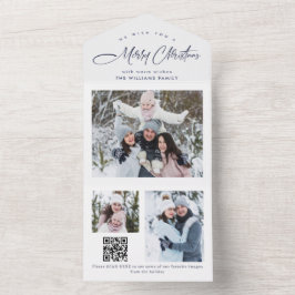Elegante Weihnachts 3 Foto Grußkarte QR All In One Einladung