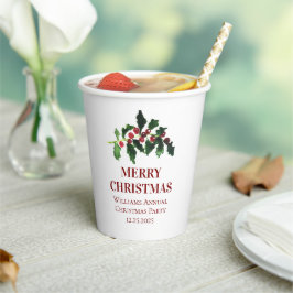 Elegante Weihnachts-Beeren Botanisch Schlicht Pappbecher