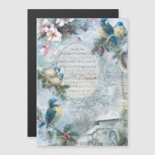 Elegante Weihnachts-Bluebirds und Music Collage Magnetkarte (Vorne/Hinten)