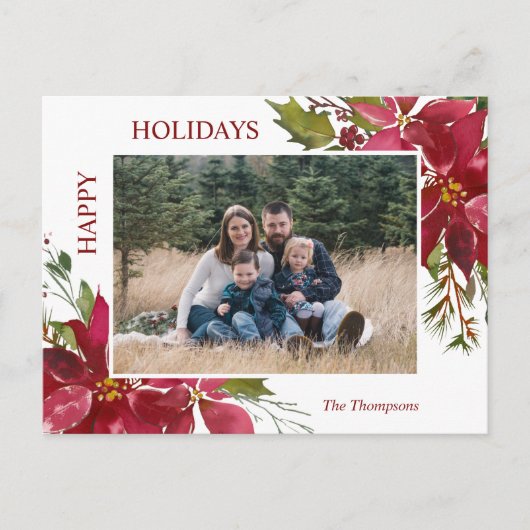 Elegante Weihnachts-Blume Happy Holidays Family Postkarte (Vorderseite)