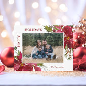 Elegante Weihnachts-Blume Happy Holidays Family Postkarte