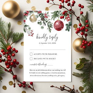 Elegante Weihnachts-Blumen-Winterhochzeit RSVP Karte