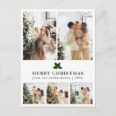 Elegante Weihnachts-Blumenfamilie Foto Collage Feiertagspostkarte (Vorderseite)