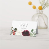 Elegante Weihnachts-Blumenhochzeit Platzkarte (Rückseite)