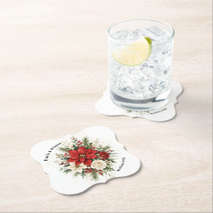 Elegante Weihnachts-Blumenhochzeit Untersetzer
