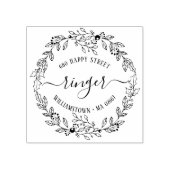 Elegante Weihnachts-Blumenreath-Adresse Gummistempel (Prägung)