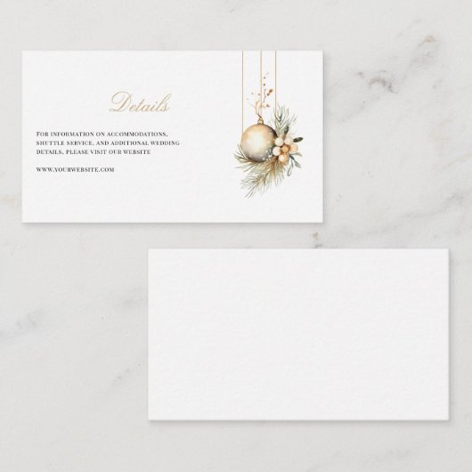 Elegante Weihnachts-Blumenwinterdetails Begleitkarte (Vorne/Hinten)