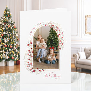 Elegante Weihnachts-Botanik-Bogen-Foto Feiertagskarte