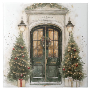 Elegante Weihnachts-Braunstein-Tür Fliese