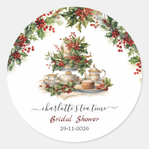 Elegante Weihnachts-Brautparty zur Teatime Runder Aufkleber