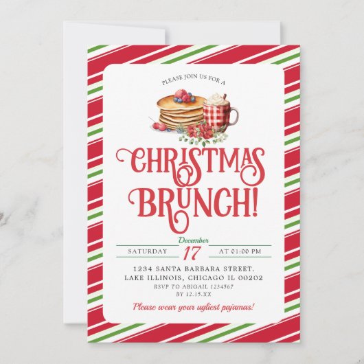 Elegante Weihnachts-Brunch Holiday Pancake Hot Coc Einladung (Vorderseite)