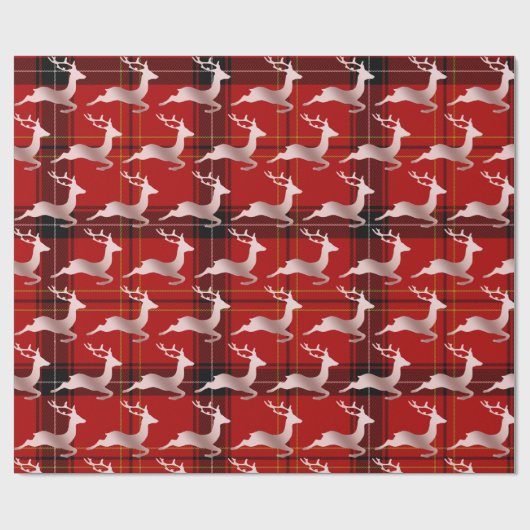 Elegante Weihnachts Buffalo Karierte Muster Rose G Geschenkpapier (Flach)