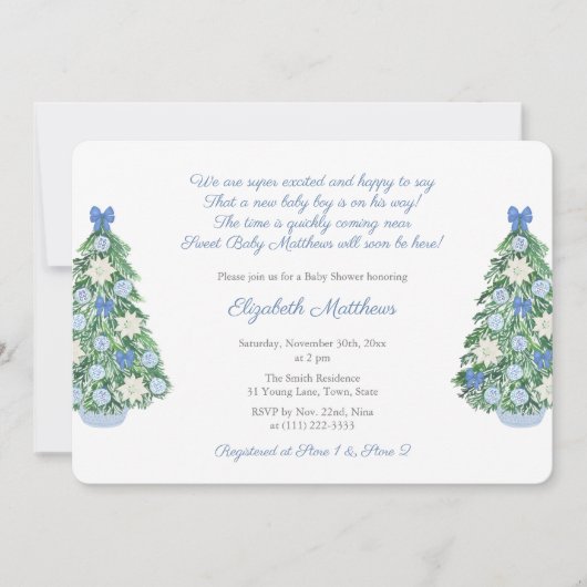 Elegante Weihnachts Chinoiserie Poem Boy Baby Show Einladung (Vorderseite)