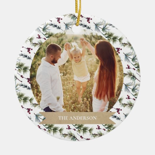 Elegante Weihnachts-Collage Keramik Ornament (Vorne)